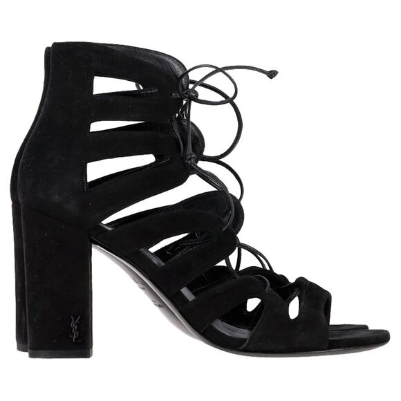 Saint Laurent Gladiator Sandal Heels in Black Suede - Picture 1 of 6